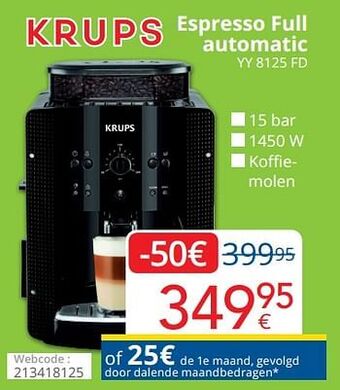 Eldi Krups espresso full automatic yy 8125 fd aanbieding