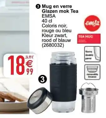 Cora Mug en verre glazen mok tea emsa aanbieding