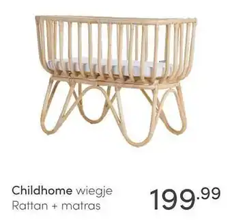 Baby & Tiener Childhome wiegje rattan + matras aanbieding