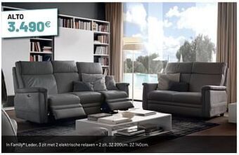 Chateau d'Ax In family leder 3 zit met 2 elektrische relaxen + 2 zit aanbieding