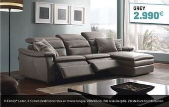 In family leder 3 zit met elektrische relax en chaise longue