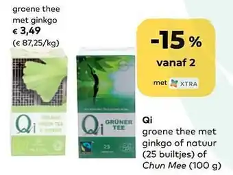 Bio Planet Qi groene thee met ginkgo aanbieding