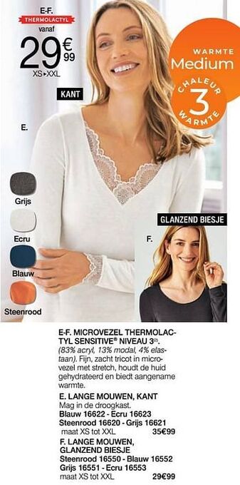Damart Lange mouwen glanzend biesje aanbieding