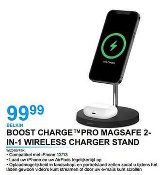 AUVA Belkin boost charge pro magsafe 2- in-1 wireless charger stand wiz010vfbk aanbieding