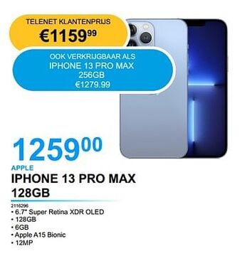 AUVA Apple iphone 13 pro max 128gb aanbieding