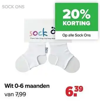 Sock ons wit 0-6 maanden
