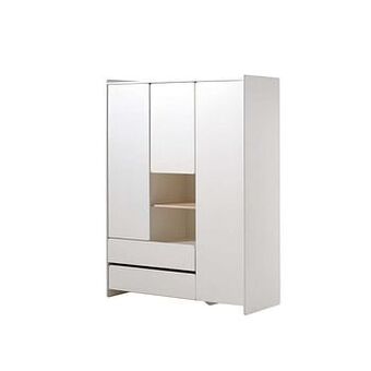 Leen Bakker Vipack kleerkast Kiddy 3 deuren en 2 lades - wit - 138x190x54 cm - Leen Bakker aanbieding