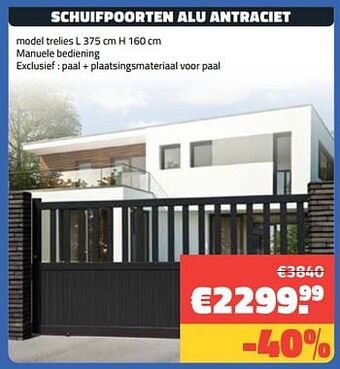Bouwcenter Frans Vlaeminck Schuifpoorten alu antraciet aanbieding