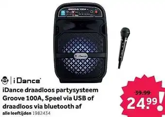 Idance draadloos partysysteem groove 100a, speel via usb of draadloos via bluetooth af