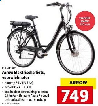 Colorado arrow elektrische fiets, voorwielmotor