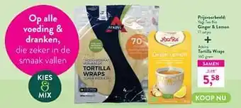 Yogi tea bio ginger + lemon + atkins tortilla wraps