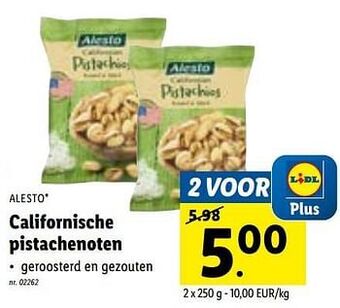 Lidl Californische pistachenoten aanbieding