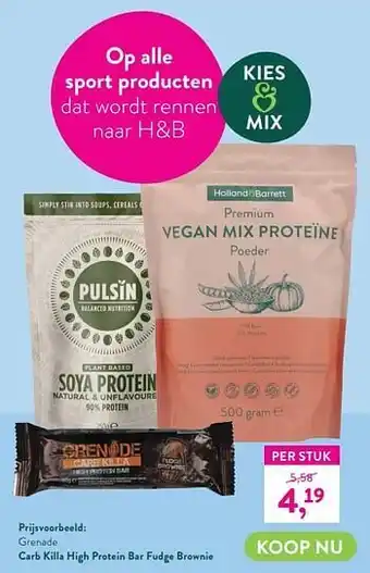 Grenade carb killa high protein bar fudge brownie