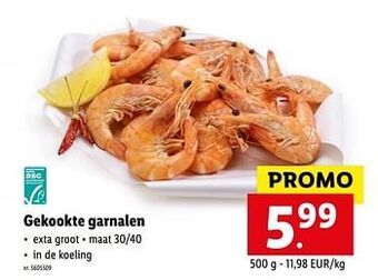 Lidl Gekookte garnalen aanbieding
