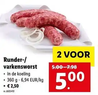 Runder-- varkensworst
