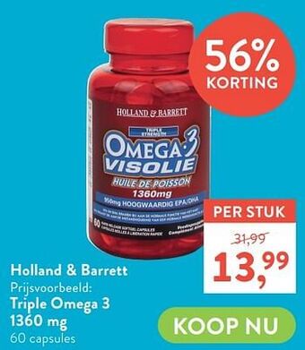 Holland & Barrett Triple omega 3 1360 mg aanbieding