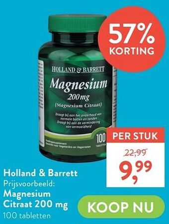 Holland & Barrett Magnesium citraat 200 mg aanbieding