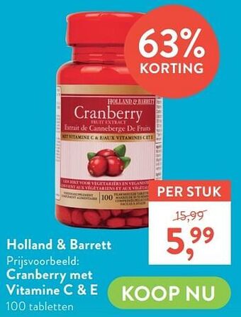 Cranberry met vitamine c + e