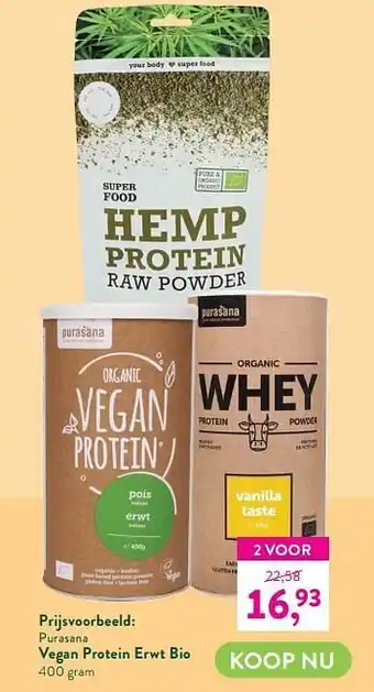 Holland & Barrett Purasana vegan protein erwt bio aanbieding