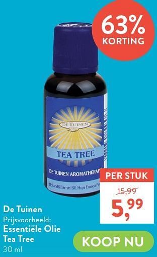 Holland & Barrett Essentiële olie tea tree aanbieding