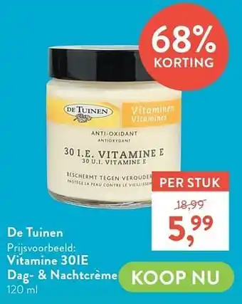 Holland & Barrett Vitamine 30ie dag- + nachtcrème aanbieding