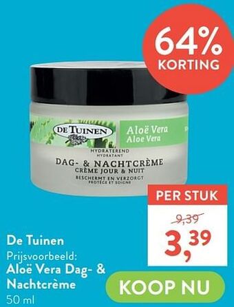 Holland & Barrett Aloë vera dag- + nachtcrème aanbieding