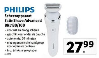 Lidl Philips scheerapparaat satinshave advanced brl130-100 aanbieding