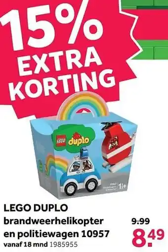 Lego duplo brandweerhelikopter en politiewagen 10957