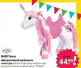 Intertoys Baby born dierenvriend eenhoorn aanbieding