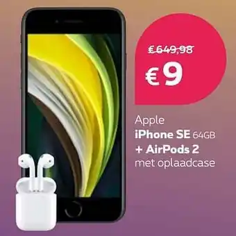 Apple iphone se 64gb + airpods 2 met oplaadcase