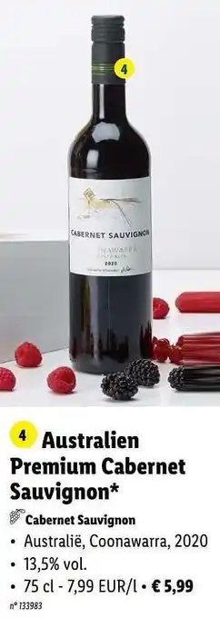 Lidl Australien premium cabernet sauvignon cabernet sauvignon aanbieding