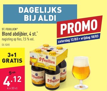 ALDI St.Feuillien Blond abdijbier, 4 st. aanbieding