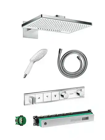 X2O Hansgrohe Rainselect thermostatische inbouw regendoucheset met rechthoekige regendouchekop met waterval 46 x 30 cm glanzend c aanbieding