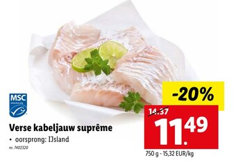 Lidl Verse kabeljauw supreme 750g aanbieding