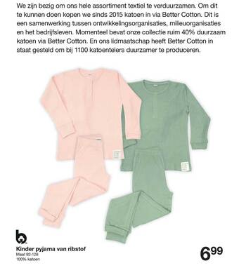 Zeeman Kinder Pyjama Van Ribstof aanbieding
