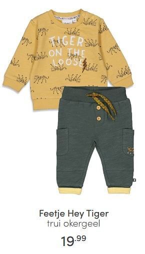 Baby & Tiener Feetje hey tiger trui okergeel aanbieding