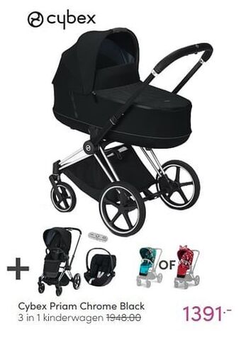Baby & Tiener Cybex priam chrome black 3 in 1 kinderwagen aanbieding