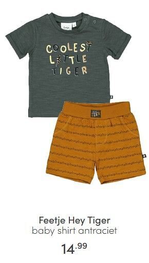 Baby & Tiener Feetje hey tiger baby shirt antraciet aanbieding