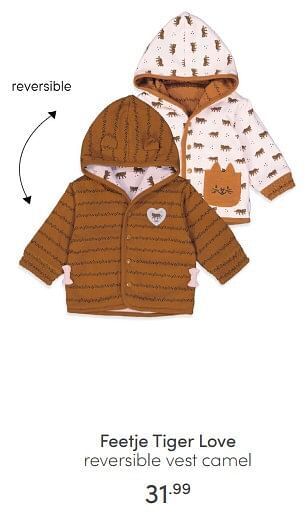 Baby & Tiener Feetje tiger love reversible vest camel aanbieding