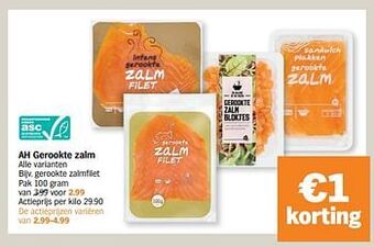 Albert Heijn Gerookte zalmfilet aanbieding