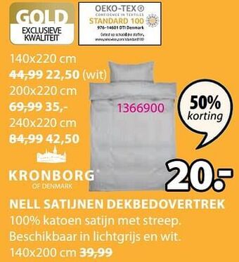 Jysk Nell satijnen dekbedovertrek aanbieding
