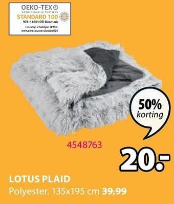 Jysk Lotus plaid aanbieding
