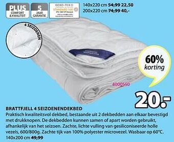 Jysk Brattfjell 4 seizoenendekbed aanbieding