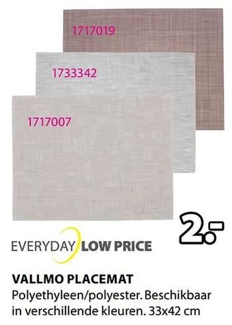 Jysk Vallmo placemat aanbieding