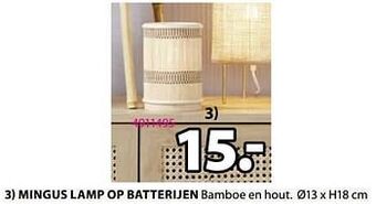 Jysk Mingus lamp op batterijen aanbieding