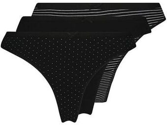 HEMA HEMA Damesstrings Katoen Stretch - 3 Stuks Zwart (zwart) aanbieding