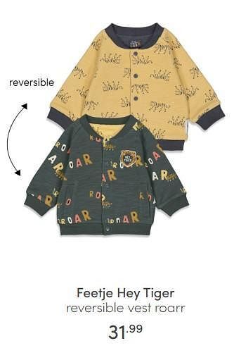Baby & Tiener Feetje hey tiger reversible vest roarr aanbieding