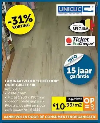 Zelfbouwmarkt Laminaatvloer locfloor oude grijze eik aanbieding