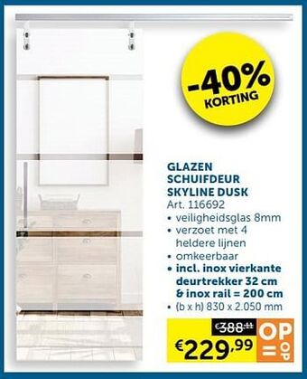 Zelfbouwmarkt Glazen schuifdeur skyline dusk aanbieding