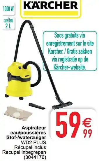 Cora Kärcher aspirateur eau-poussières stof--waterzuiger wd2 plus aanbieding